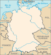 Carte Allemagne vierge avec les fleuves