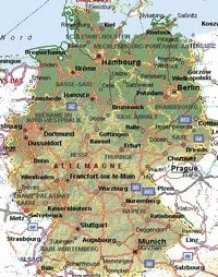 Carte de l'Allemagne géographique avec le relief