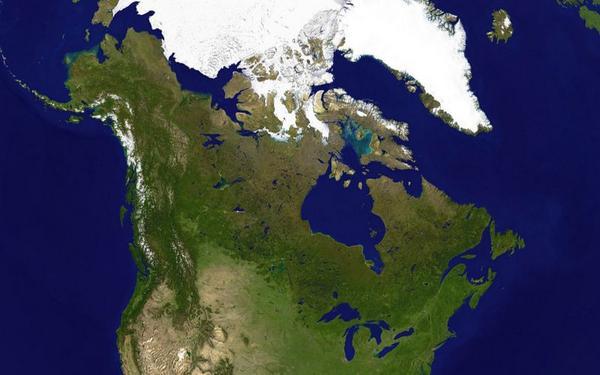 Carte satellite du Canada