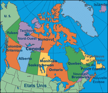 carte régions du Canada
