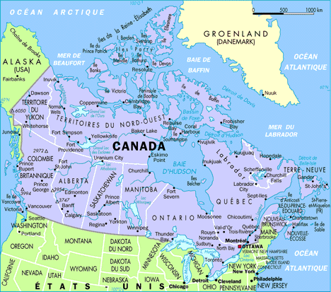 Carte du Canada