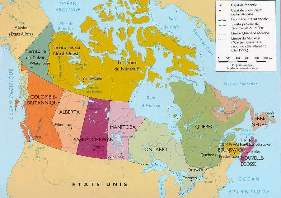 Carte des régions du Canada