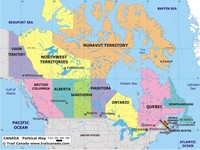 Carte politique du Canada avec les différentes provinces