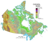 carte relief du Canada