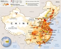 carte densité de population en Chine