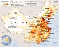 carte densité de population en Chine