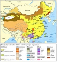 Carte de la Chine avec les groupes ethniques et linguistiques