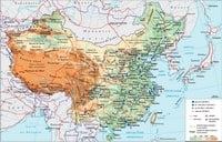 carte Chine relief altitude villes routes