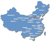 Carte Chine simple avec juste les villes