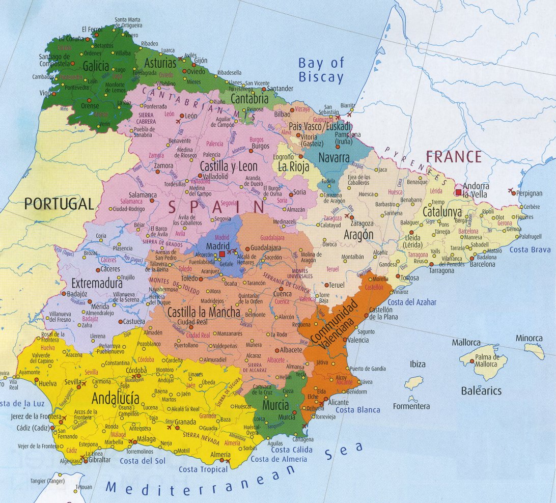 carte espagne region