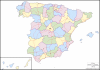 Carte de l'Espagne avec les provinces en couleurs