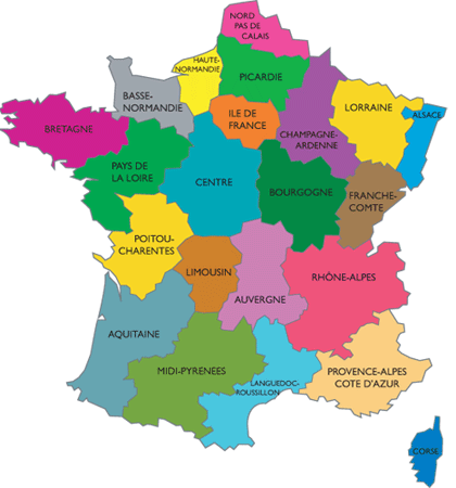 Carte des régions Française