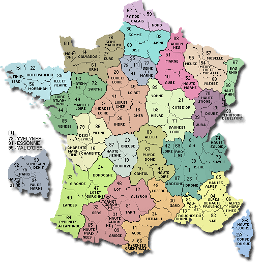 Carte des départements Français