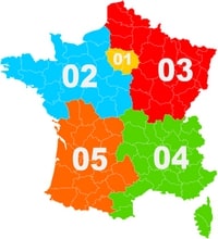 carte indicatifs de téléphone en France