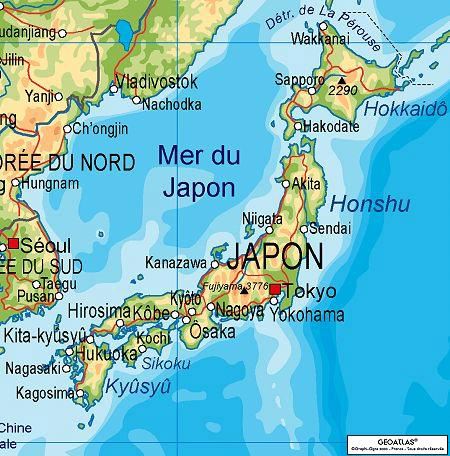 Carte physique du Japon