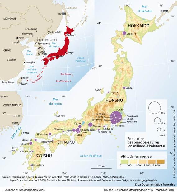 Carte du Japon avec les villes et régions : page 2