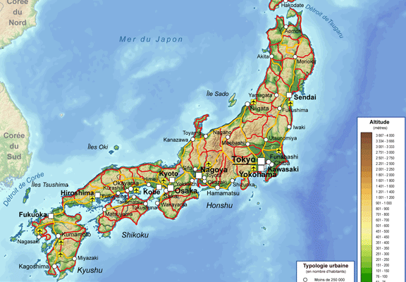 carte géographique du japon