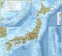 carte Japon grande carte villes routes rivières altitude profondeur