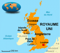 Carte simplifiée du Royaume-Uni