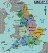 carte Angleterre régions trains villes aéroports