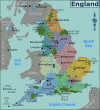 Carte de l'Angleterre avec les régions, les trains, les villes et les aéroports