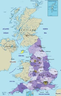 Carte Royaume Uni villes