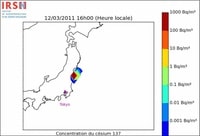 carte concentrations de Césium explosion