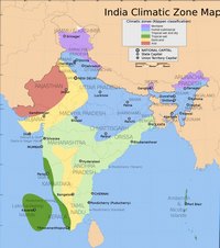 Carte Inde avec les différentes zones climatiques