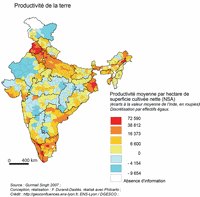 Carte Inde avec la productivité agricole des terres
