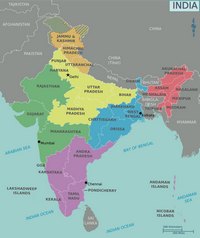 Carte Inde avec les régions et les grandes villes