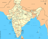 Carte de l'Inde avec les villes et les routes
