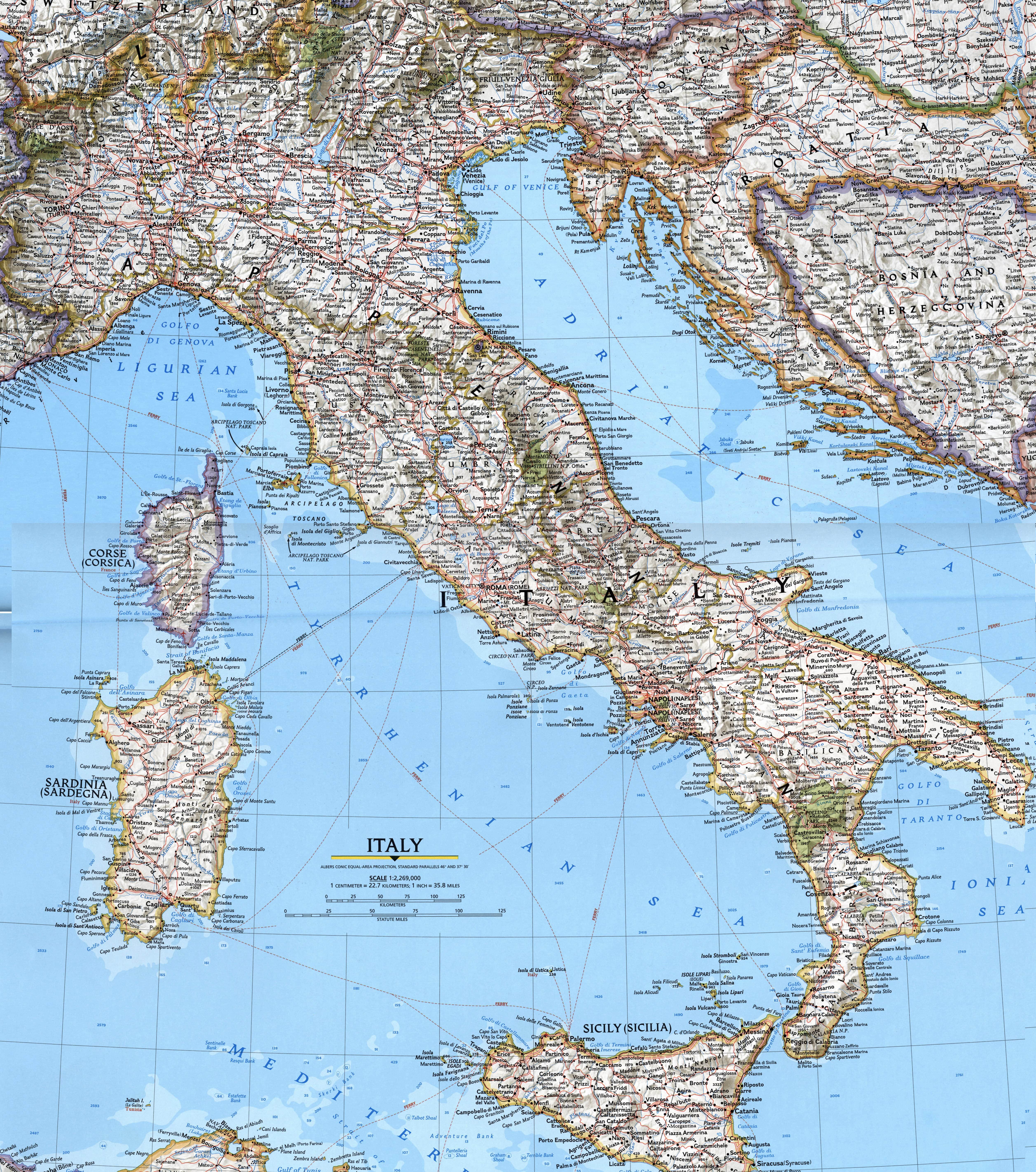 Carte routes italie