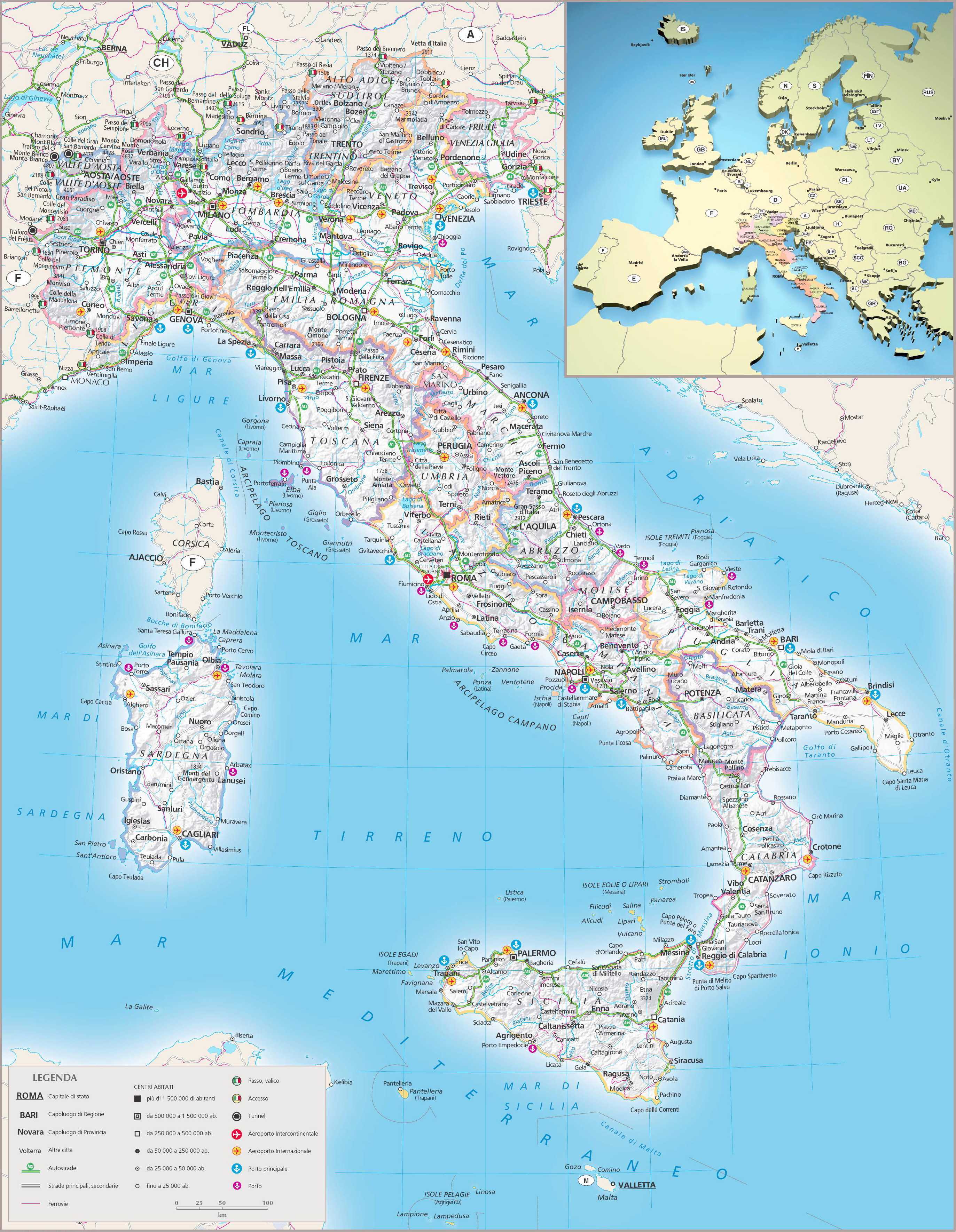 carte routière de l italie