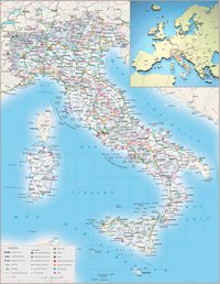 Carte de l'Italie grande carte routière avec les routes principales et secondaires, les aéroports et les ports