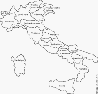 Carte de l'Italie avec les régions