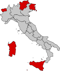 Carte de l'Italie avec les régions autonomes
