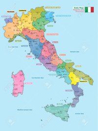 Carte de l'Italie avec les régions et les provinces