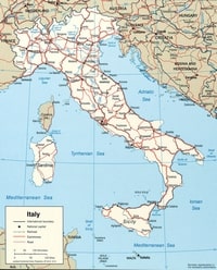 Carte Italie routière routes autoroutes chemins de fer