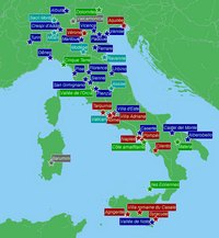 Carte de l'Italie avec les sites touristiques