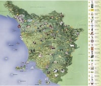 Carte Italie toscane avec la tour de Pise et des informations touristiques
