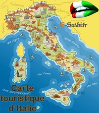 carte Italie touristique illustrations monuments spécialités locales