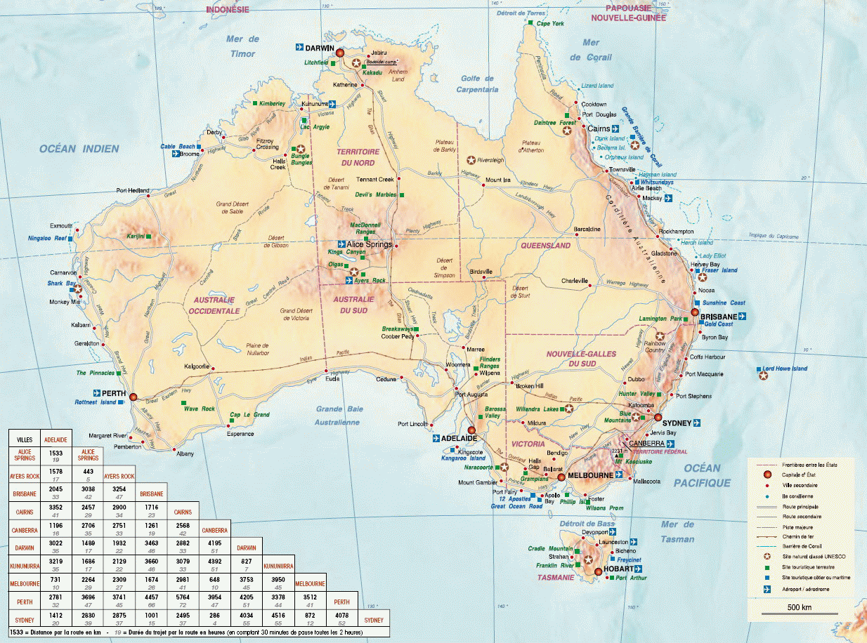 carte détaillée de l australie
