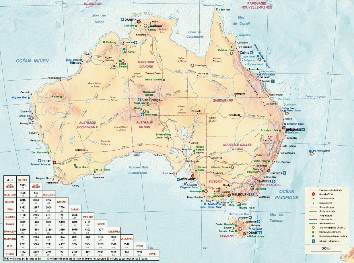 Carte de l'Australie, voyage Australie