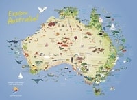 carte Australie décorative illustrée attractions touristiques