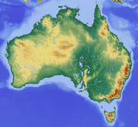 Carte de l'Australie avec le relief et l'hydrographie