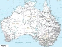 Grande carte de l'Australie avec les routes et les distances qui séparent les villes