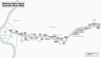 Carte de Bangkok avec le plan du bateau de transport express sur le Khlong Saen Saep