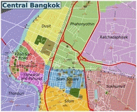 Carte de Bangkok grande carte du centre de Bangkok avec les quartiers, les rues et les stations de transport