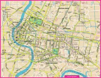 Carte de la ville de Bangkok avec le nom des rues en détail.