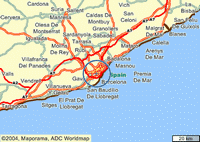 Carte de Barcelone avec les autoroutes d'accès aux alentours